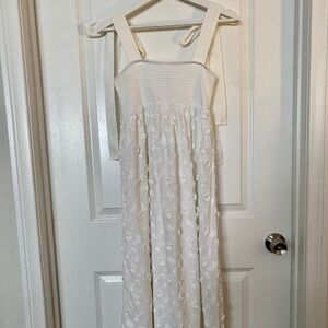 & Other Stories - Paris Atelier White 3D Flowers Midi Dress Size 6